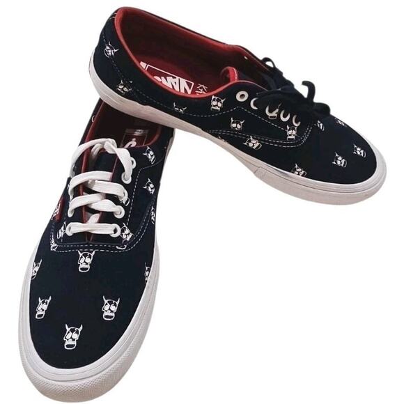 Vans~Men\'s 10~ Era Pro Kader Sylla Canvas Skull Logo Navy/Red White Sneakers NEW main image 13